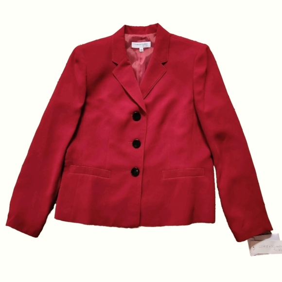 NWT Le Suit Separates Fire Red 3 Button Jacket Size 14 - Picture 1 of 16